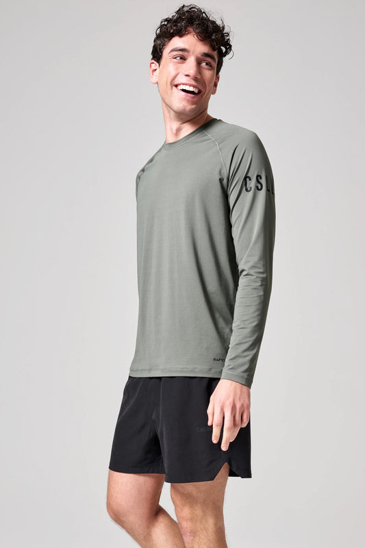 M Rapidry Long Sleeve Tee-Saga grey