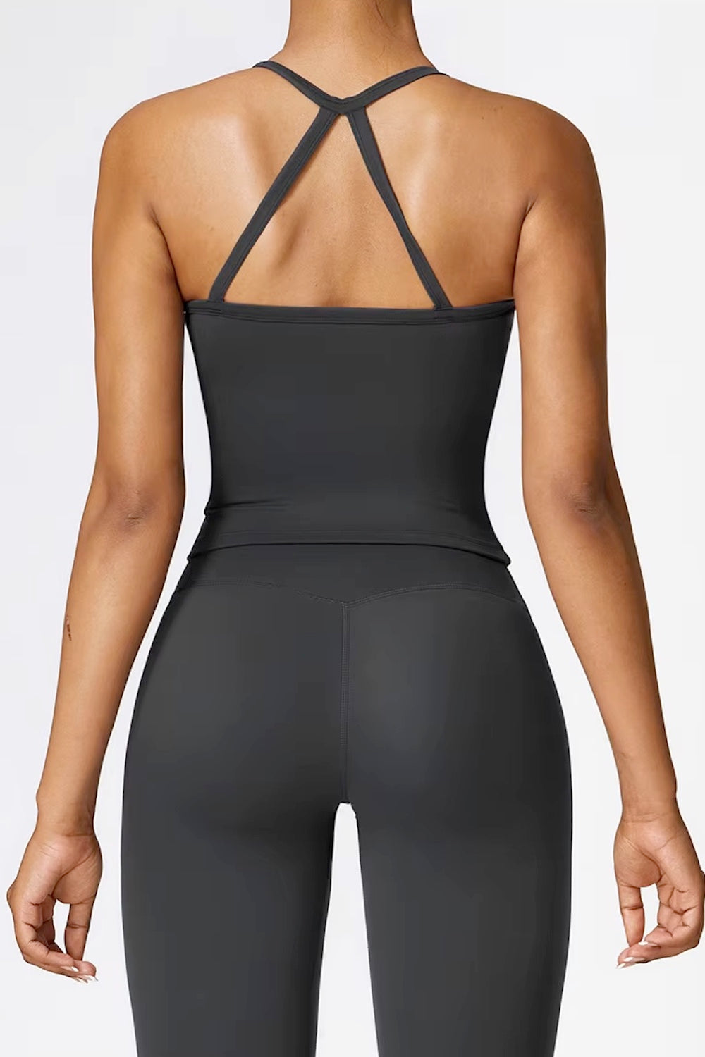 Cross Back Seamless Sports Top Black