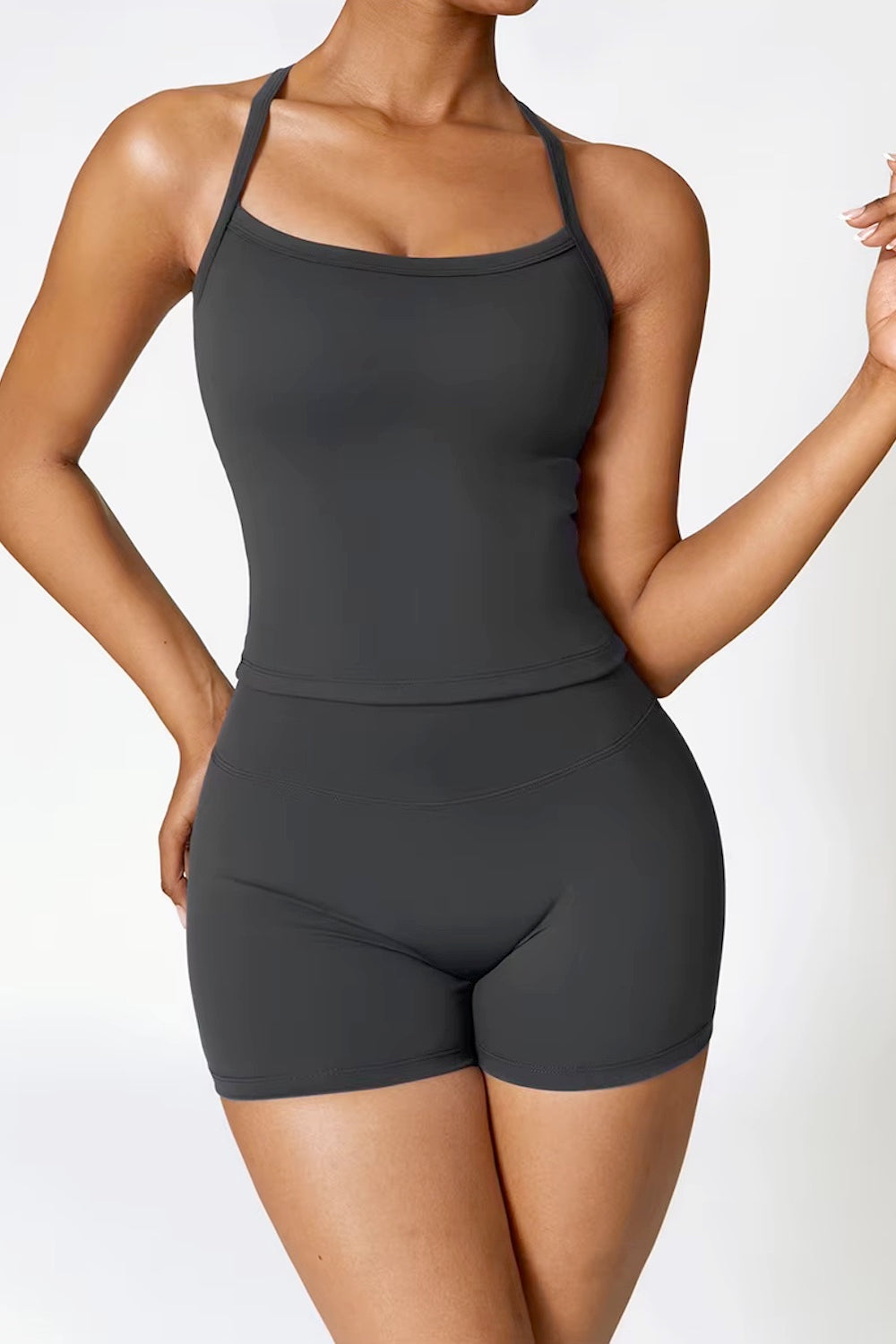 Cross Back Seamless Sports Top Black